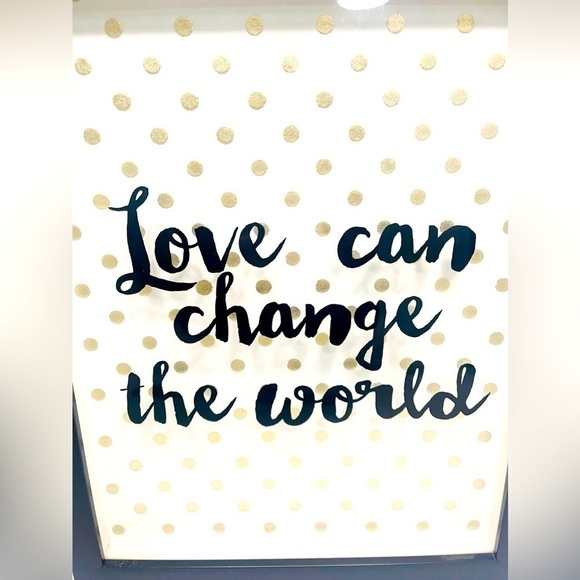 Kindness Wall Decor 13.75x11” Black Frame Gold Polka Dots Shadow Love Sign - Picture 2 of 5